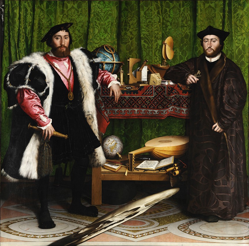 le double portrait de Jean de Dinteville et Georges de Selve, intitulé Les Ambassadeurs, peint par Hans Holbein le Jeune en 1533